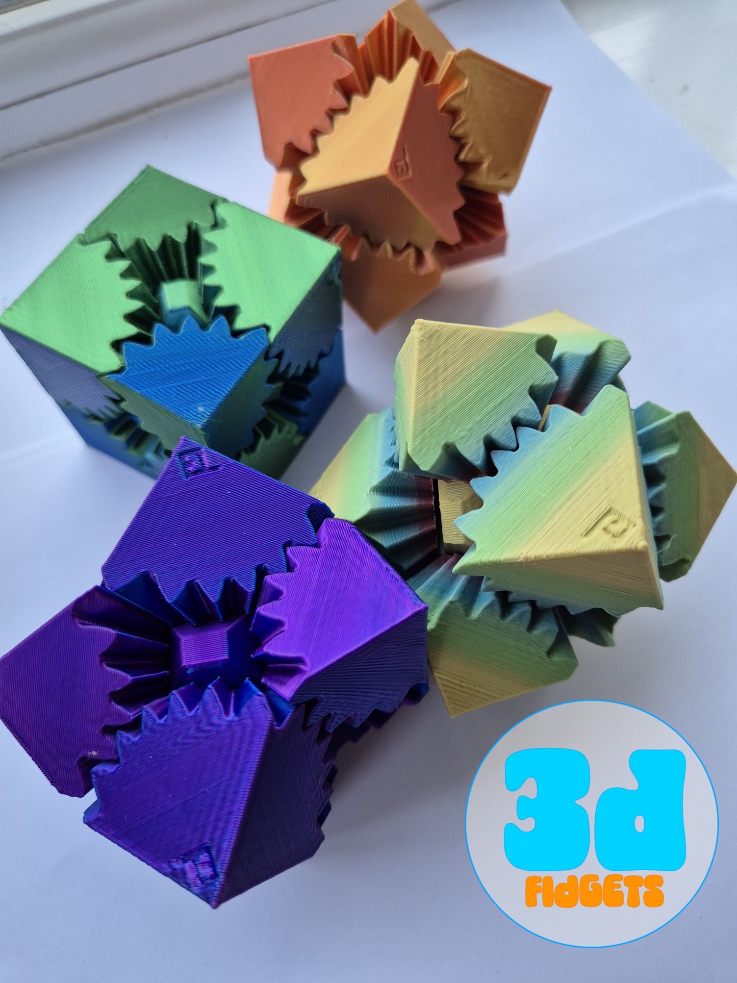 Fidget Gear Cube Colourful sensory fidget toy for ADHA autism and stimming
